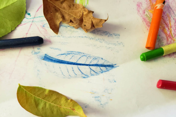 Making leaf rubbings with your toddler is a fun and simple Fall activity.