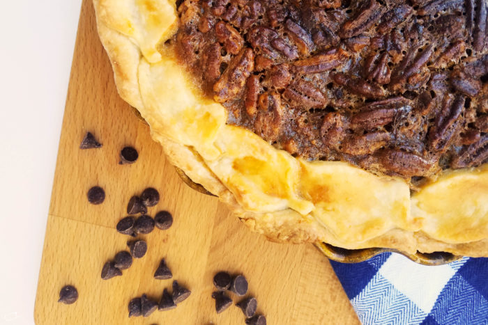 Justine Young, lifestyle blogger at Little Dove, shares a recipe for the best chocolate pecan pie. Copycat for Cracker Barrel chocolate pecan pie.