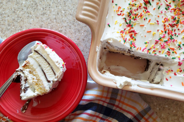 Ice cream cake slice.