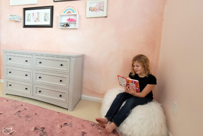 Pink watercolor bedroom.