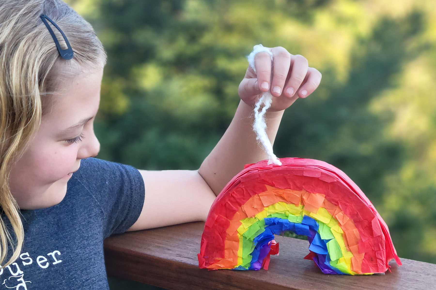 Rainbow Pull String Pinata for Pastel Birthday Decorations, Gender