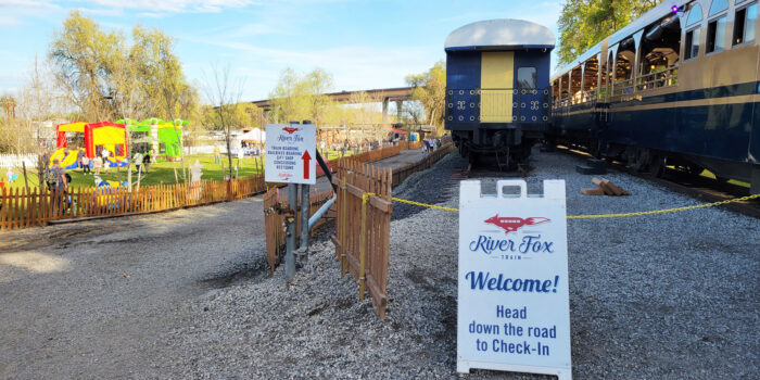Hunt for Easter eggs during the Easter Egg Express River Fox train ride.