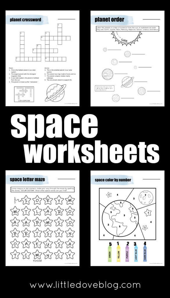 space worksheets for elementary students - Little Dove Blog